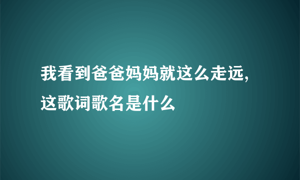 我看到爸爸妈妈就这么走远,这歌词歌名是什么