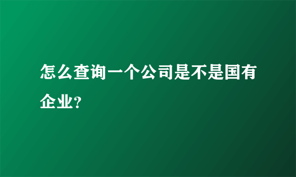 怎么查询一个公司是不是国有企业？