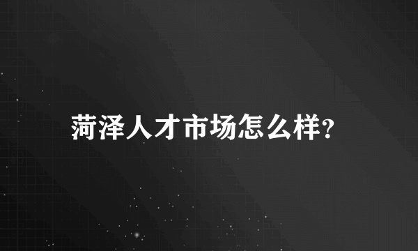 菏泽人才市场怎么样？