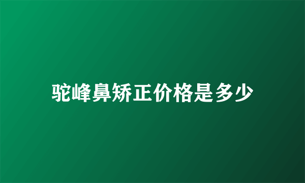 驼峰鼻矫正价格是多少