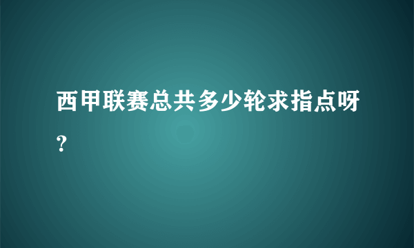 西甲联赛总共多少轮求指点呀？