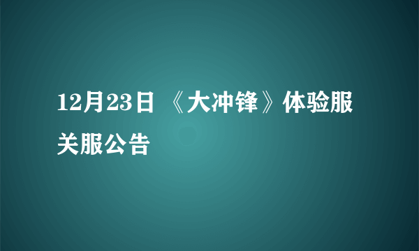 12月23日 《大冲锋》体验服关服公告