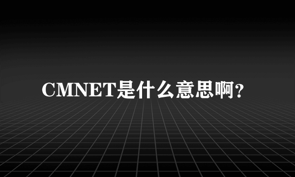 CMNET是什么意思啊？