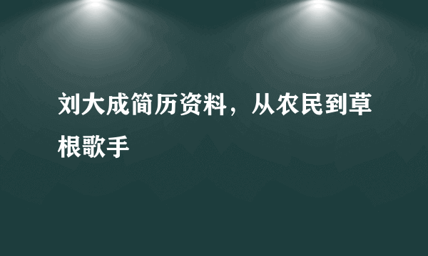 刘大成简历资料，从农民到草根歌手