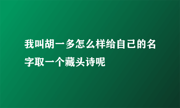 我叫胡一多怎么样给自己的名字取一个藏头诗呢