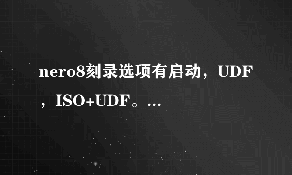 nero8刻录选项有启动，UDF，ISO+UDF。都代表什么意思啊，求！