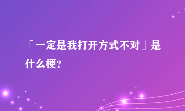 「一定是我打开方式不对」是什么梗？