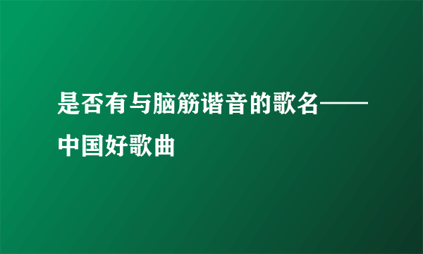 是否有与脑筋谐音的歌名——中国好歌曲