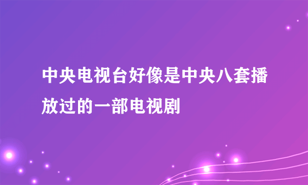 中央电视台好像是中央八套播放过的一部电视剧