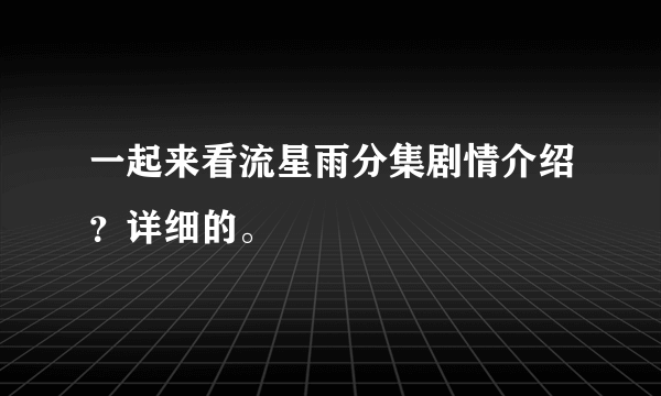 一起来看流星雨分集剧情介绍？详细的。