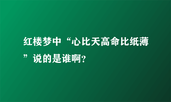 红楼梦中“心比天高命比纸薄”说的是谁啊？