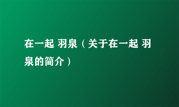 在一起 羽泉（关于在一起 羽泉的简介）