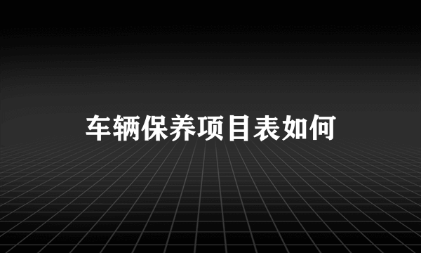 车辆保养项目表如何