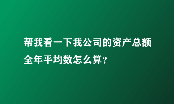 帮我看一下我公司的资产总额全年平均数怎么算？