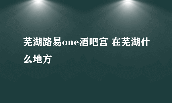 芜湖路易one酒吧宫 在芜湖什么地方