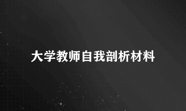 大学教师自我剖析材料