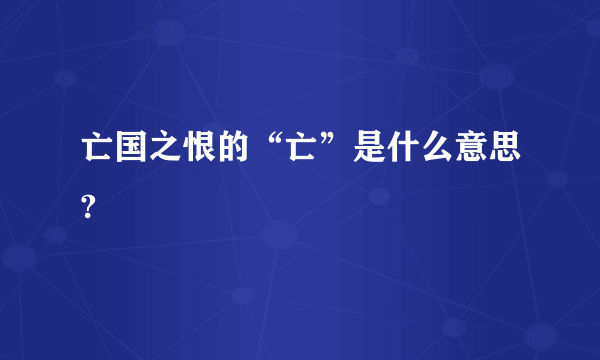 亡国之恨的“亡”是什么意思?