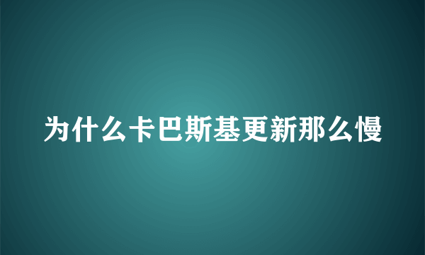 为什么卡巴斯基更新那么慢