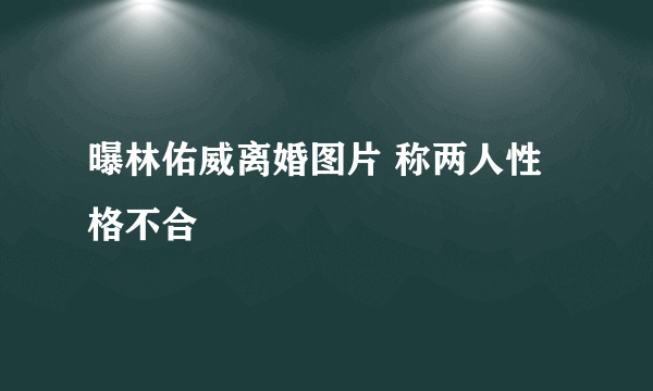 曝林佑威离婚图片 称两人性格不合