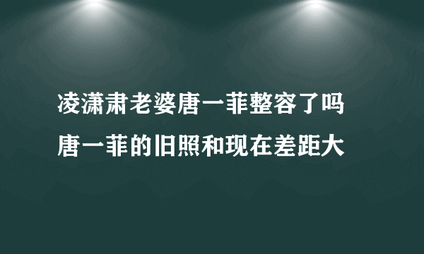 凌潇肃老婆唐一菲整容了吗 唐一菲的旧照和现在差距大