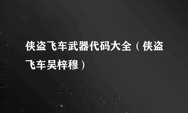 侠盗飞车武器代码大全（侠盗飞车吴梓穆）