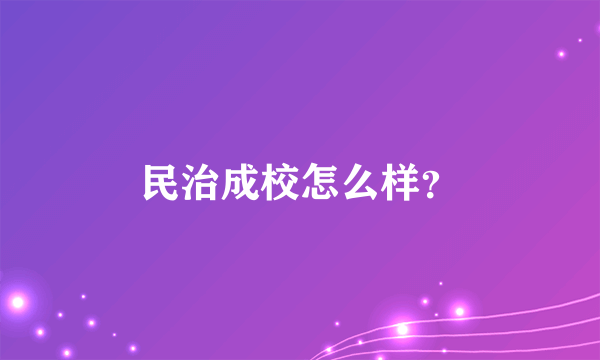 民治成校怎么样？