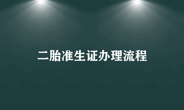 二胎准生证办理流程