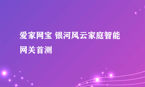 爱家网宝 银河风云家庭智能网关首测