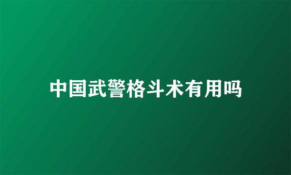 中国武警格斗术有用吗