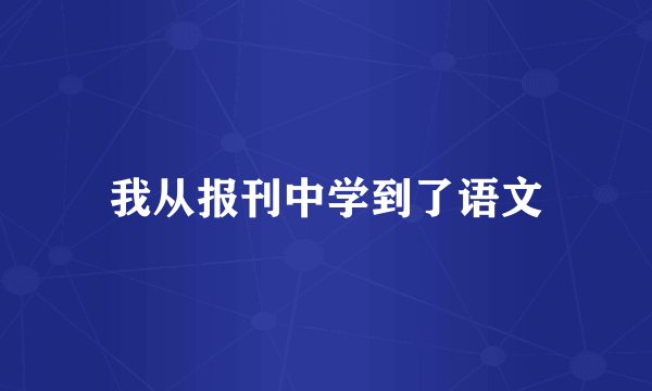 我从报刊中学到了语文