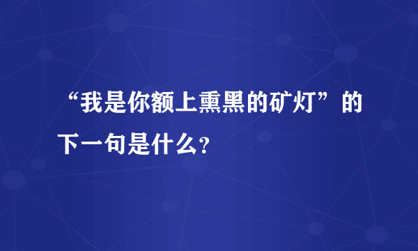 “我是你额上熏黑的矿灯”的下一句是什么？