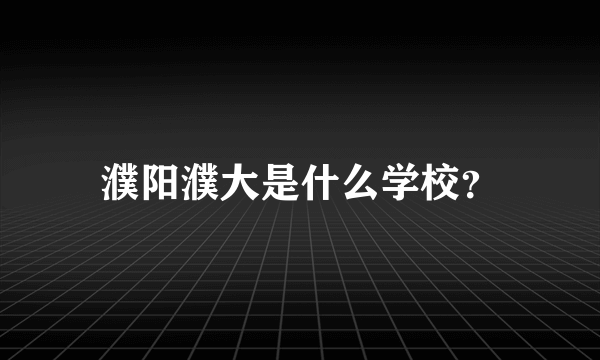 濮阳濮大是什么学校？