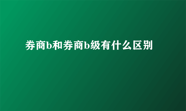 券商b和券商b级有什么区别