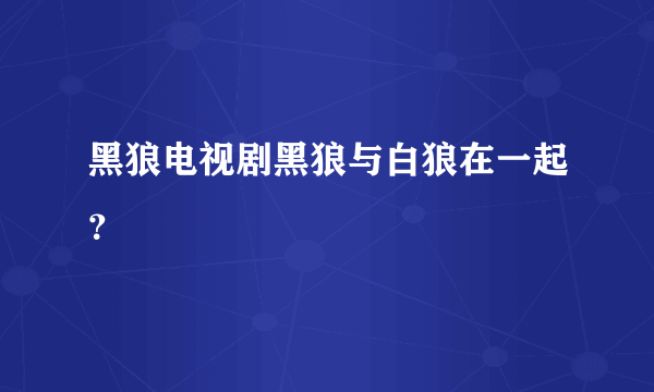 黑狼电视剧黑狼与白狼在一起？