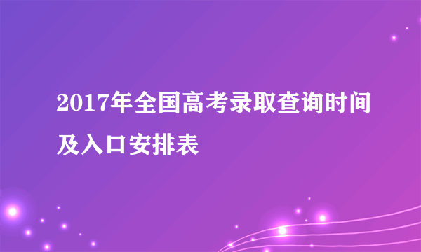 2017年全国高考录取查询时间及入口安排表