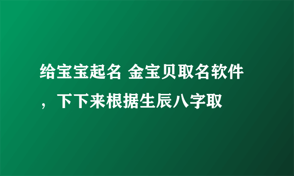 给宝宝起名 金宝贝取名软件，下下来根据生辰八字取