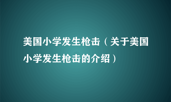 美国小学发生枪击（关于美国小学发生枪击的介绍）