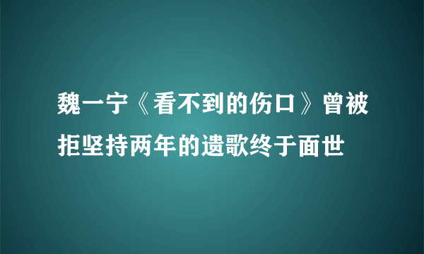 魏一宁《看不到的伤口》曾被拒坚持两年的遗歌终于面世