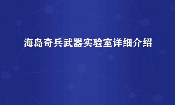 海岛奇兵武器实验室详细介绍