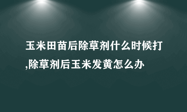 玉米田苗后除草剂什么时候打,除草剂后玉米发黄怎么办