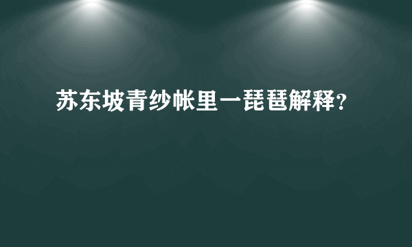 苏东坡青纱帐里一琵琶解释？