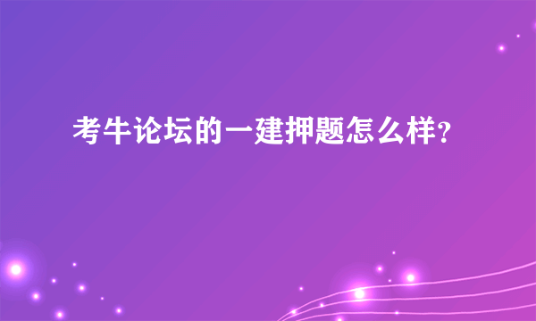 考牛论坛的一建押题怎么样？