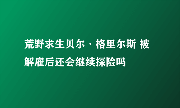 荒野求生贝尔·格里尔斯 被解雇后还会继续探险吗