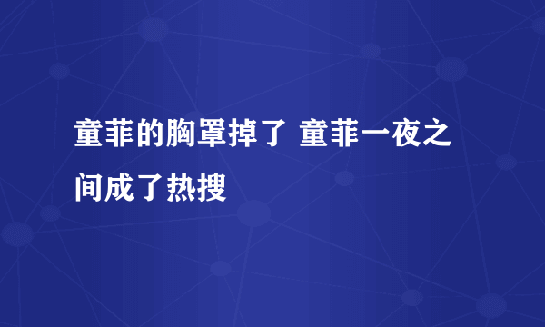 童菲的胸罩掉了 童菲一夜之间成了热搜