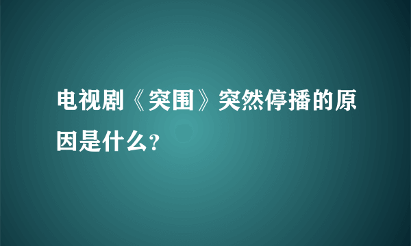 电视剧《突围》突然停播的原因是什么？