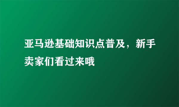 亚马逊基础知识点普及，新手卖家们看过来哦