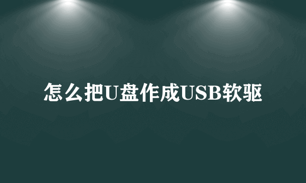 怎么把U盘作成USB软驱