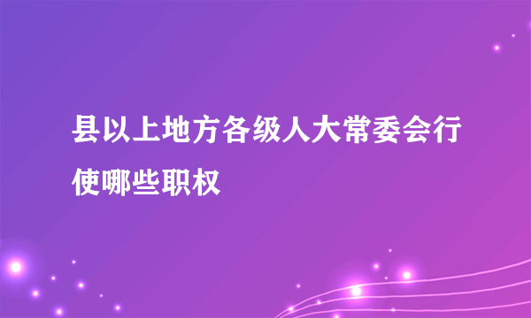 县以上地方各级人大常委会行使哪些职权