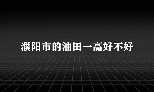 濮阳市的油田一高好不好