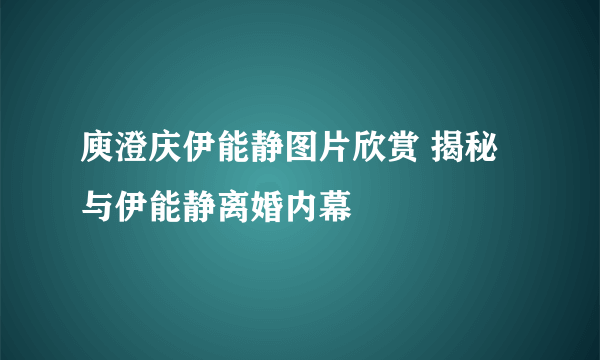 庾澄庆伊能静图片欣赏 揭秘与伊能静离婚内幕